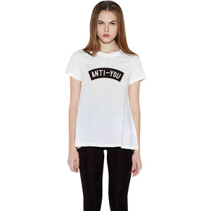 EAST KNITTING H934 Summer Style 2016 Casual Women T Shirt White Short Sleeve  Couple Tshirts Anti You Printed Graphic Tees