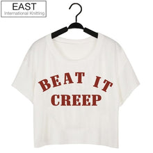Load image into Gallery viewer, EAST KNITTING H759 New 2017 Summer Young Girls Fashion T Shirt Short Style Women Tops Unique Letters Printed Harajuku Tshirt