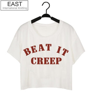EAST KNITTING H759 New 2017 Summer Young Girls Fashion T Shirt Short Style Women Tops Unique Letters Printed Harajuku Tshirt