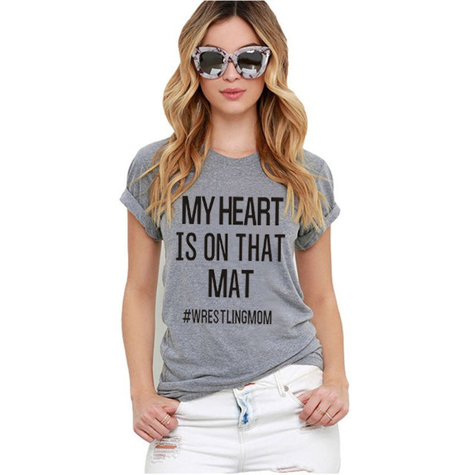 EAST KNITTING WT0031 New Fashion 2017 Women Cute Wrestling Mom TShirt Print Shirt Tee Funny Girl Tees