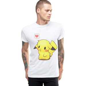 New Pokemon Go Funny T-shirt Pikachu With Heart Harajuku Women Tshirt Summer Casual Tops Couples Tees
