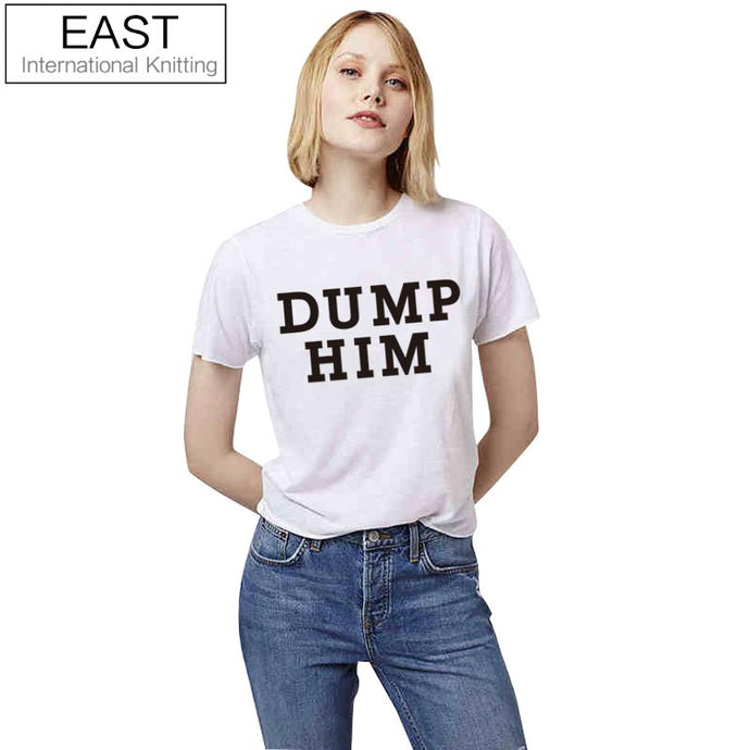 Street Fashion Harajuku Tshirt Women White Short Sleeve T-shirt DUMP HIM Printed Casual Tees Plus Size