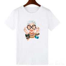 Load image into Gallery viewer, Summer Tumblr Fashion Old Women Print T Shirt Women O-neck Short Sleeve Tops For Women Kawaii Tshirt
